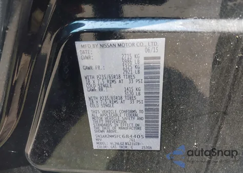 2015 Nissan Pathfinder Sl from USA, damaged, VIN 5N1AR2MM5FC684405